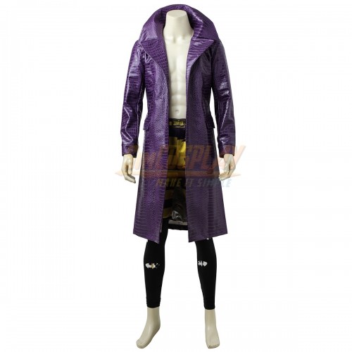 Joker Purple Leather Trench Coat Cosplay Costume Ver.2