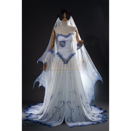 Corpse Bride Emily Cosplay Dress White Costume For Halloween