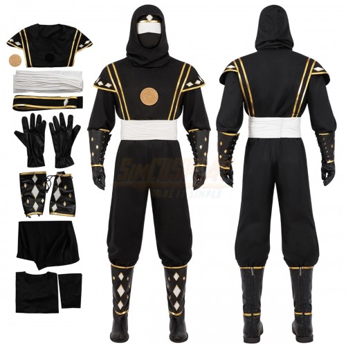 Mighty Morphin Black Ninja Ranger Suit Cosplay Costume Top Level