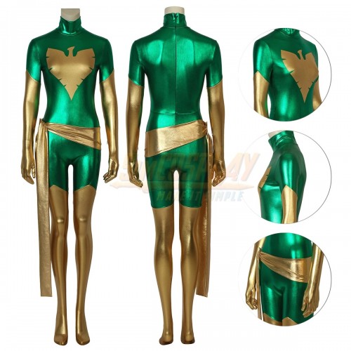 X-Men Green Phoenix Jean Grey Green and Gold Phoenix Cosplay Suit