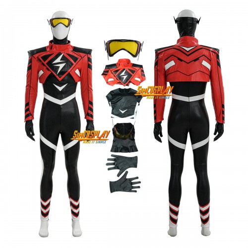 Absolute Wally West Cosplay Costume Red Leather Suit