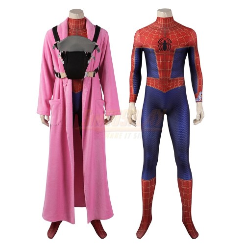 Across The Spider Verse Peter Parker Pink Robe Cosplay Costume