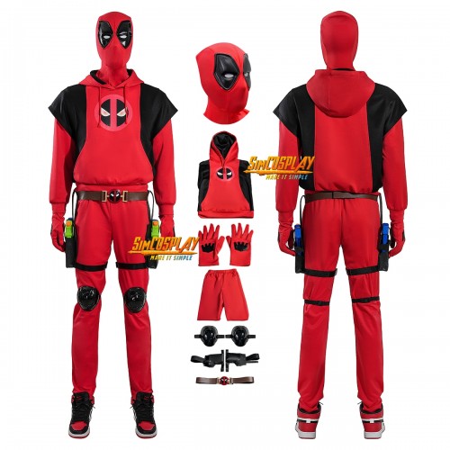 Adult Male Kidpool Cosplay Costume Hoodie Look Suit