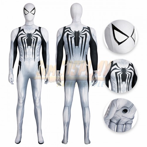 Anti-Venom White Suit Spiderman PS5 Cosplay Costume Jumpsuit