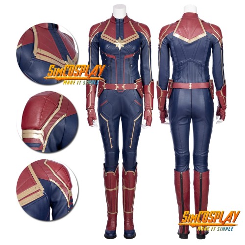 Avengers Endgame Captain Marvel Cosplay Costume Carol Danvers Suits Top Level