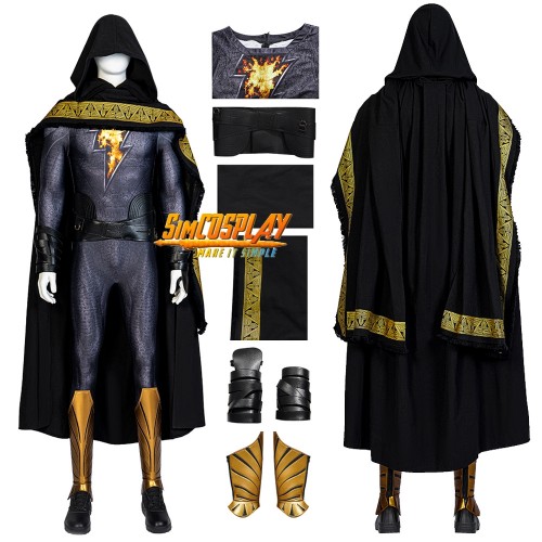 Black Adam Shazam Teth Adam Cosplay Costumes With Hooded Capes