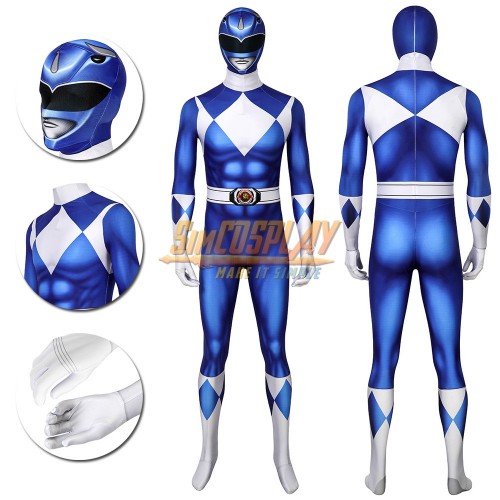 Blue Ranger Cosplay Suit Power Rangers Blue HQ Printed Spandex Costume