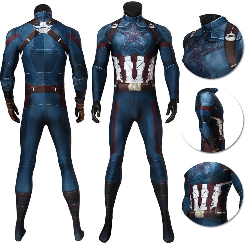 Captain America Cosplay Suit Battlefield Damaged Bodysuit Infinity War Edition