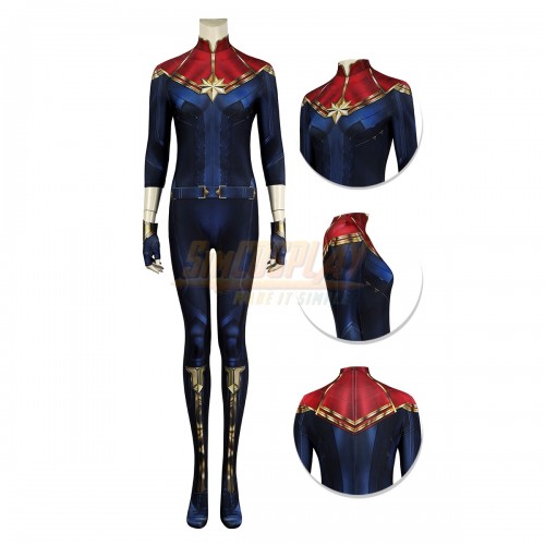 Captain Marvel 2 Carol Danvers Printed Spandex Cosplay Suit