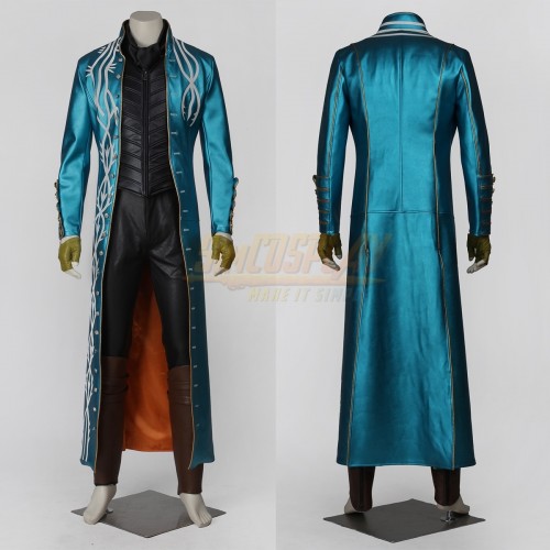 Devil May Cry 3 Vergil Cosplay Costume Leather Long Coat