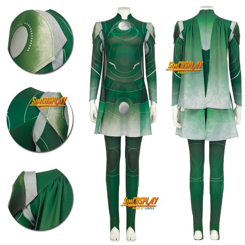 Eternals Sersi Cosplay Costume Green Suit HQ Printed Edition
