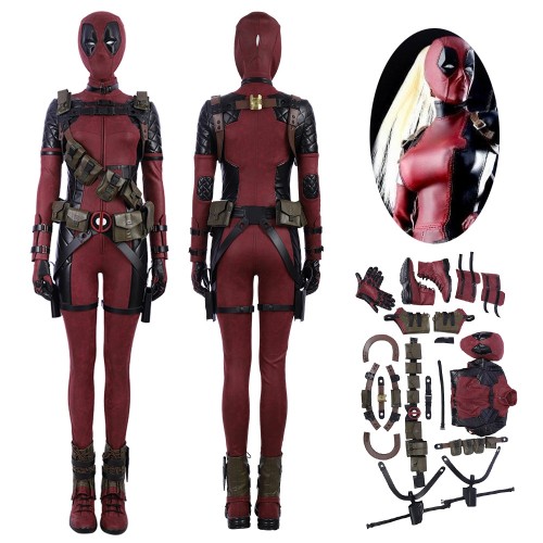 Female Lady Deadpool Cosplay Costume Suit Leather Deluxe Version