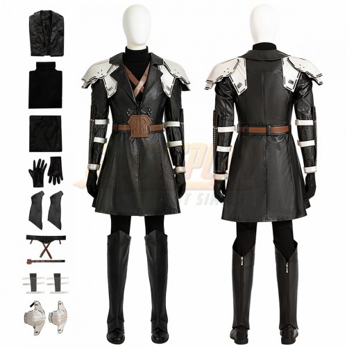 FF7EC Young Sephiroth Cosplay Costume Leather Suit Top Level