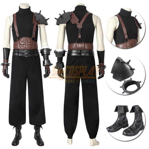 Final Fantasy VII RE Cloud Cosplay Costumes Brown Belts Edition