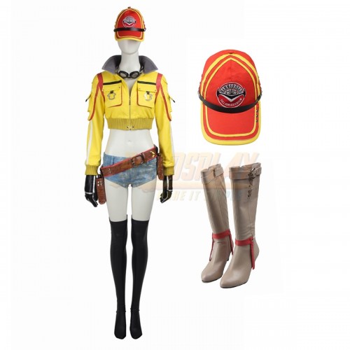 Final Fantasy XV Cindy Aurum Cosplay Costume Yellow Overalls