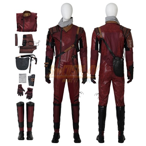Guardians of the Galaxy 3 Kraglin Cosplay Costumes Leather Red Suit With Boots