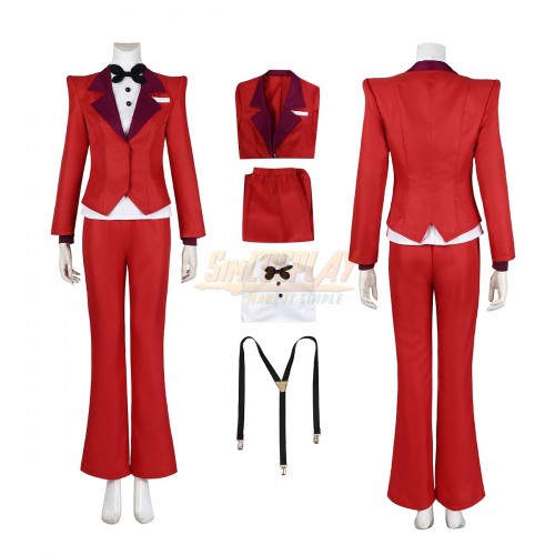 Halloween Hazbin Hotel Charlie Morningstar Cosplay Costume Red Suit