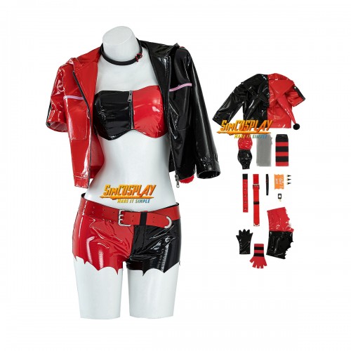 Harley Black and Red Bikini Leather Jacket Cosplay Costume