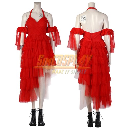 Harley Red Dress Cosplay Costume Squad of Suicide Cosplay Suit