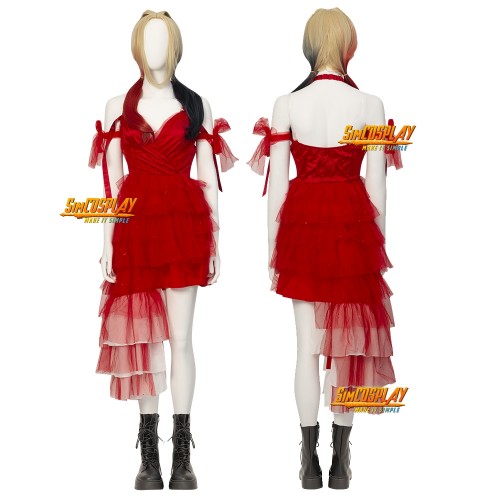 Harley Red Dress Cosplay Costume Squad of Suicide Cosplay Suit Ver.2