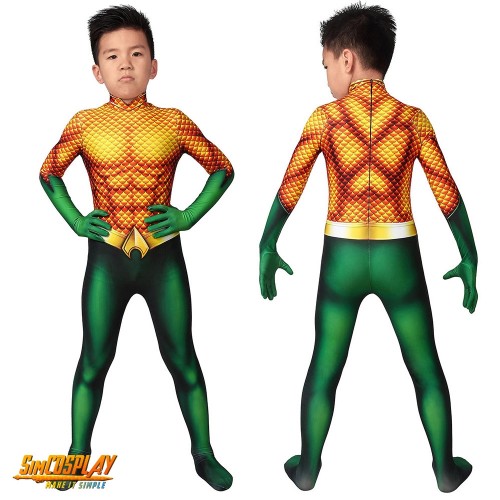 Kids Aquaman Cosplay Costume Arthur Curry Spandex Suit For Children SKD19014