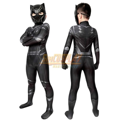 Kids Black Panther Cosplay Costume Civil War Edition For Children Halloween