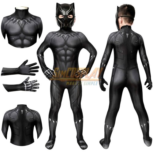 Kids Black Panther Cosplay Costume Endgame Edition For Children Halloween