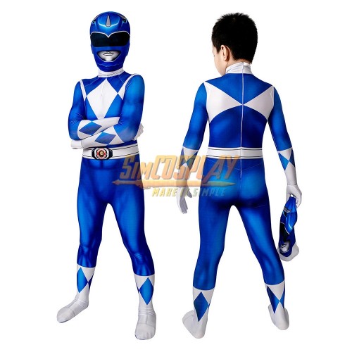 [READY TO SHIP ] Size S Kids Blue Ranger Cosplay Suit 3D Spandex Costume Halloween Gifts for Children