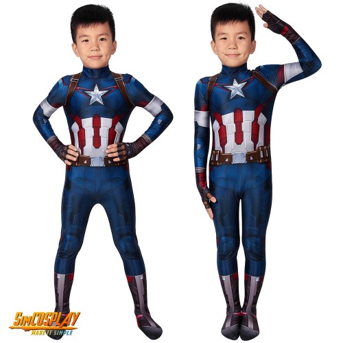 Kids Captain America Cosplay Costume Age of Ultron Spandex Suit For Children SKD19032