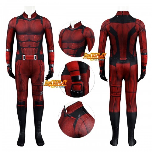Kids Daredevil Born Again Cosplay Costume Red Suit
