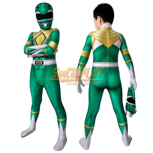 [READY TO SHIP ] Size M Kids Green Ranger Cosplay Suit Power Rangers Green HQ Printed Spandex Costume