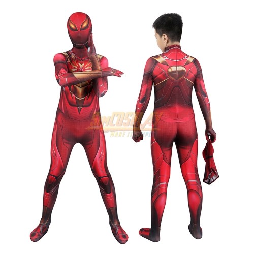 Kids Iron Spider Armor Spiderman Cosplay Costume Opaque Version