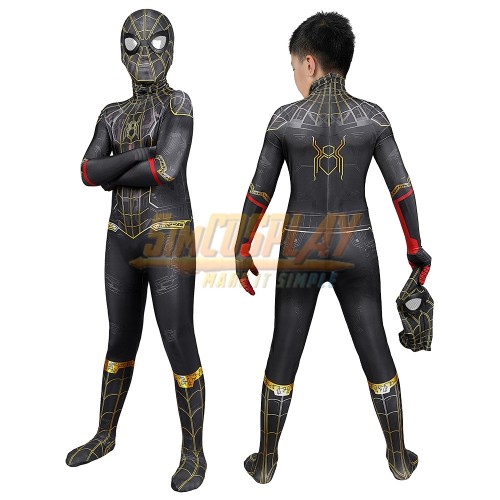 Kids Spider-man No Way Home Black and Gold Cosplay Suit Ver.2
