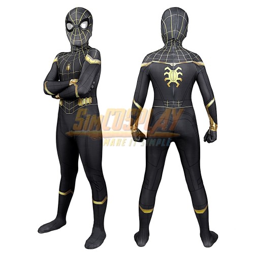 Kids Spider-man No Way Home Black Gold Cosplay Suit Ver.1