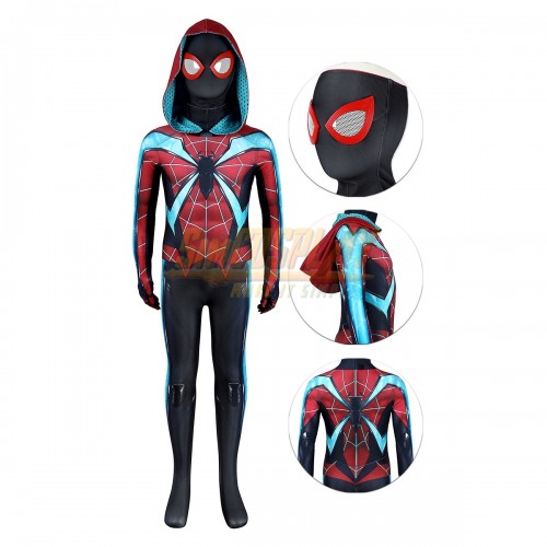 Kids Spider Man 2 Evolve Suit Miles Morales Cosplay Costume