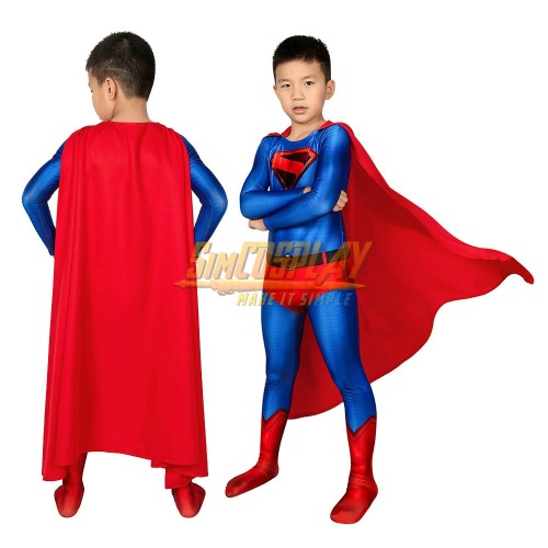 Kids Super Hero Clark's Cosplay Suit Infinite Earths Printed Spandex Halloween Costume