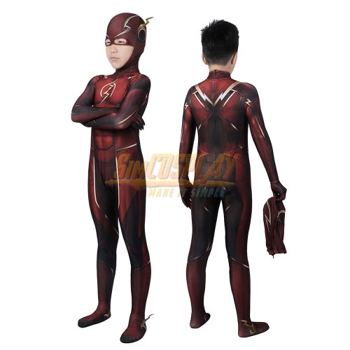 Kids The Flash Injustice 2 Cosplay Costume Barry Allen Spandex Cosplay Suit