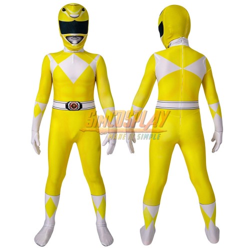 Kids Yellow Ranger Cosplay Suit 3D Spandex Costume Halloween Gifts for Children