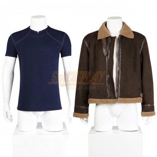 RE4 Remake Leon Leather Jacket Cosplay Costume