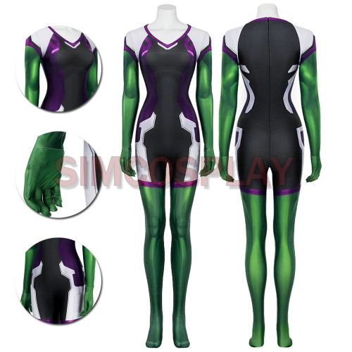 She-Hulk Cosplay Costume Female Hulk Spandex Printed Suit
