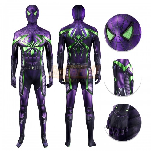 Spider Man Miles Morales Purple Reign Suit HD Printed Cosplay Costume