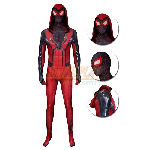Spider-Man PS5 Crimson Cowl Suit Printed Cosplay Costume