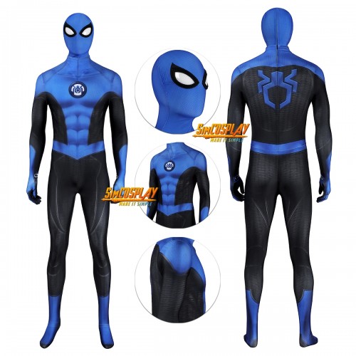 Spiderman New Fantastic Four Suit New Blue Suit Cosplay Costume
