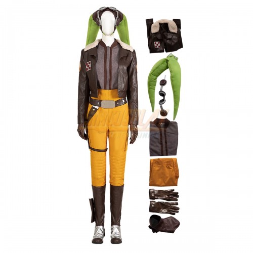 Star Wars Hera Syndulla Cosplay Costume Brown Leather Jacket Version