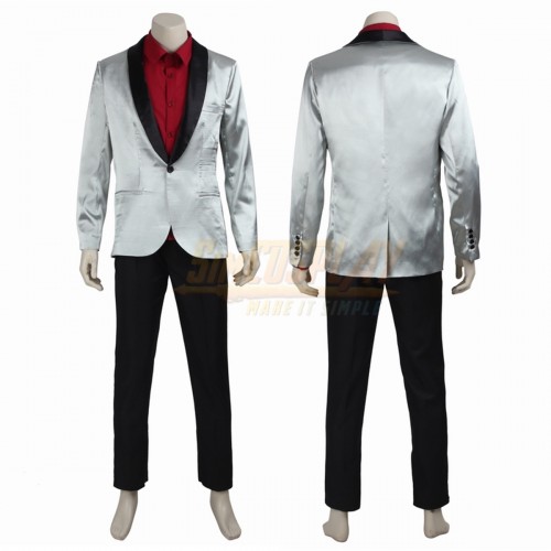 Suicide Squad Joker Cosplay Costume Leto Silver Suit