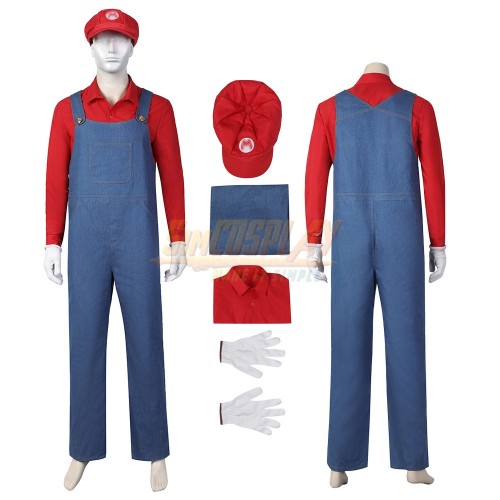 Super Mario Bros Cosplay Costume Mario Red Suit For Halloween