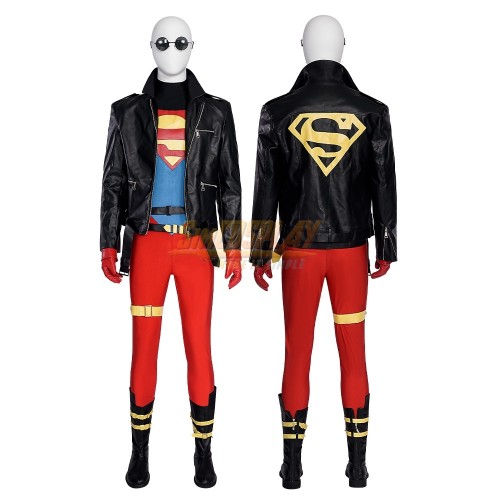 Superboy Conner Kent Cosplay Costume Black Jacket Suit