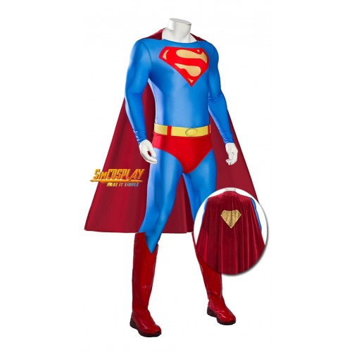 Super Hero Clark Kent 1978 Cosplay Costume Christopher Reeve Classic Edition