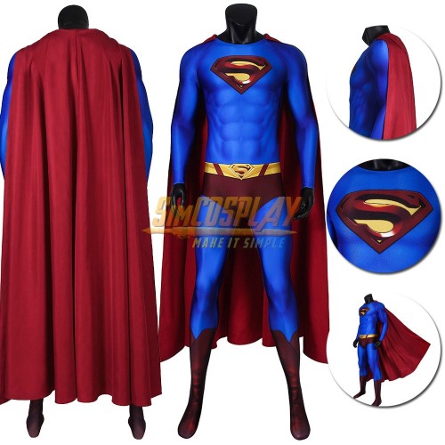 Superman Costume Crisis on Infinite Earths Blue Cosplay Suit With Cloak