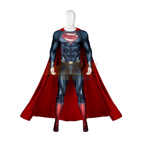 Super Hero Steel Man Clark Cosplay Costume Classic Spandex Red Suit